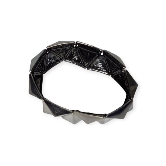 Gray Metal Stretch Geometric Bracelet One Size - Picture 2 of 5